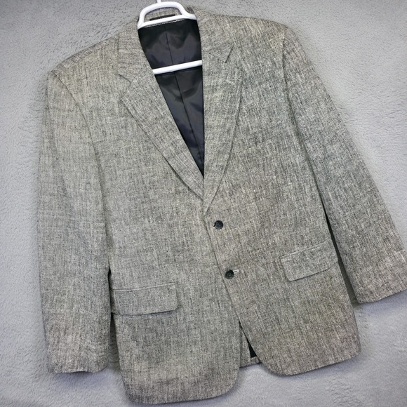 Towncraft Blazer Mens 42R Black White Silk Textured Preppy Business Suit Jacket - Picture 1 of 16